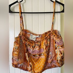 Paisley Orange Crop Top